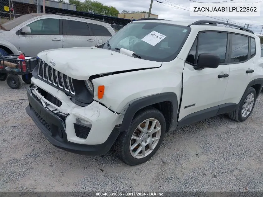 2020 Jeep Renegade Sport Fwd VIN: ZACNJAAB1LPL22862 Lot: 40331635