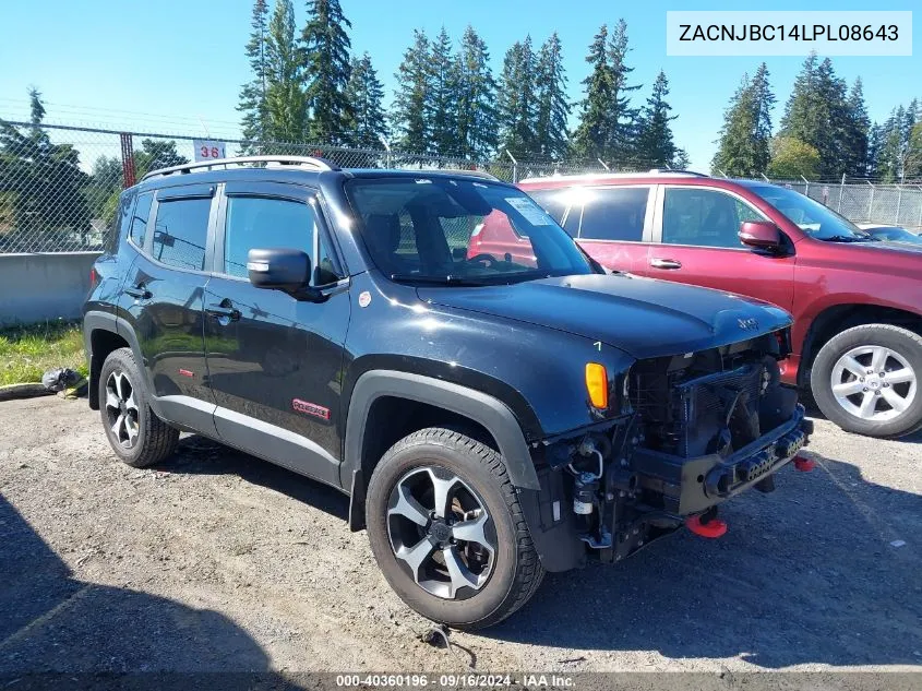 2020 Jeep Renegade Trailhawk 4X4 VIN: ZACNJBC14LPL08643 Lot: 40360196