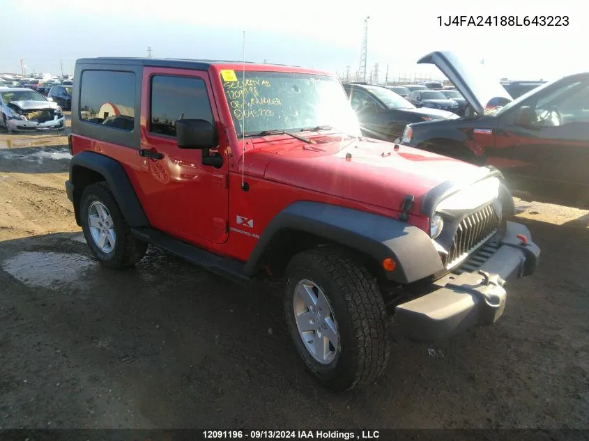 2008 Jeep Wrangler X VIN: 1J4FA24188L643223 Lot: 12091196