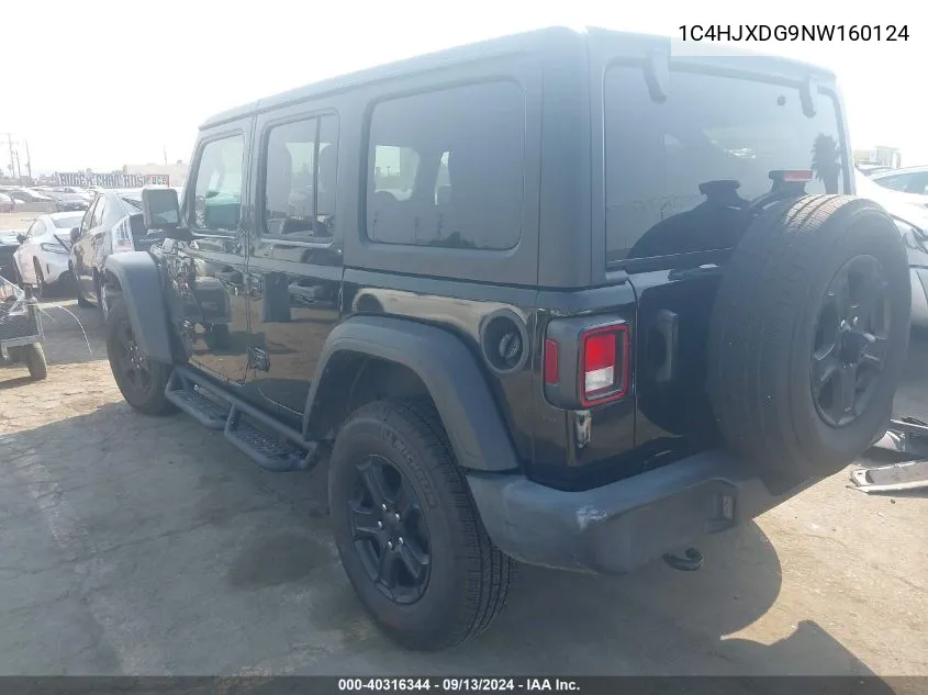 2022 Jeep Wrangler Unlimited Sport S 4X4 VIN: 1C4HJXDG9NW160124 Lot: 40316344