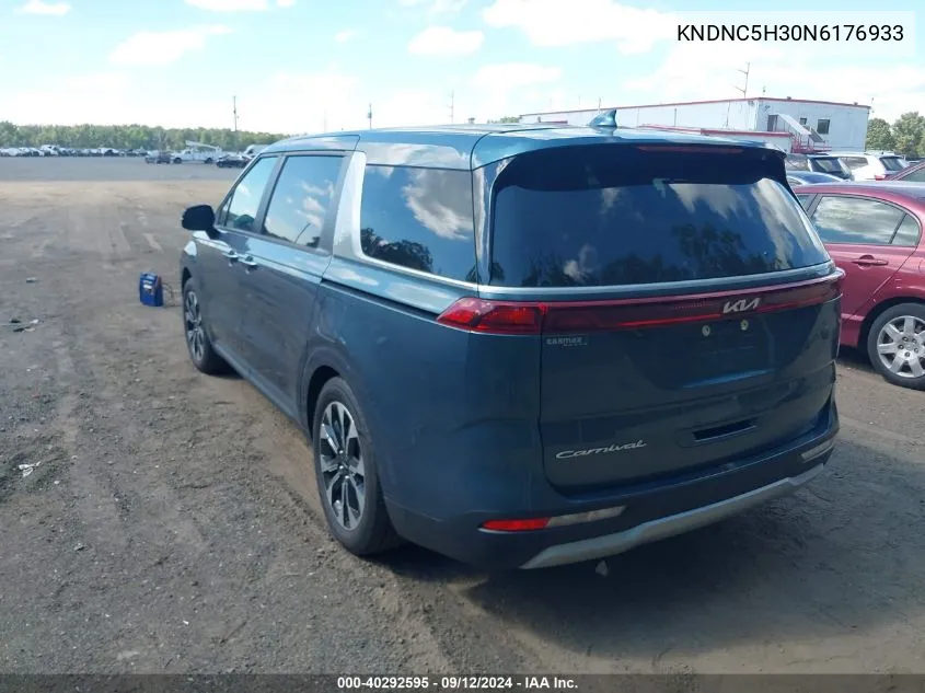 2022 Kia Carnival Mpv Ex VIN: KNDNC5H30N6176933 Lot: 40292595