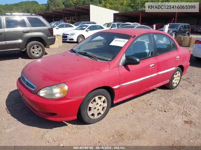 2001 Kia Rio VIN: KNADC123416065399 Lot: 40196160