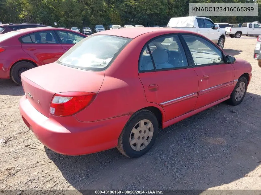 2001 Kia Rio VIN: KNADC123416065399 Lot: 40196160