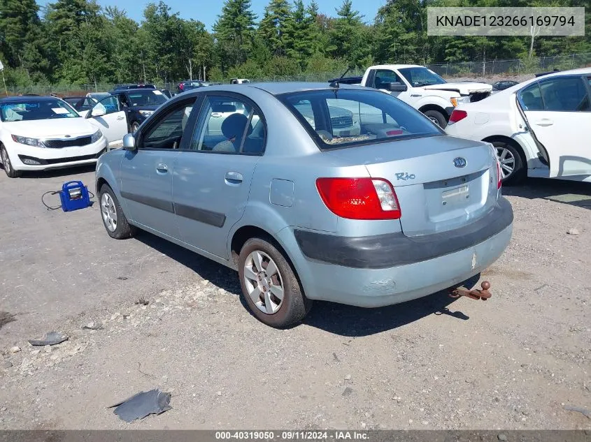 2006 Kia Rio Lx VIN: KNADE123266169794 Lot: 40319050