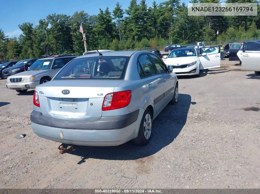 2006 Kia Rio Lx VIN: KNADE123266169794 Lot: 40319050