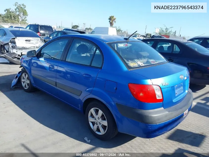 2009 Kia Rio Lx VIN: KNADE223796543374 Lot: 40370802