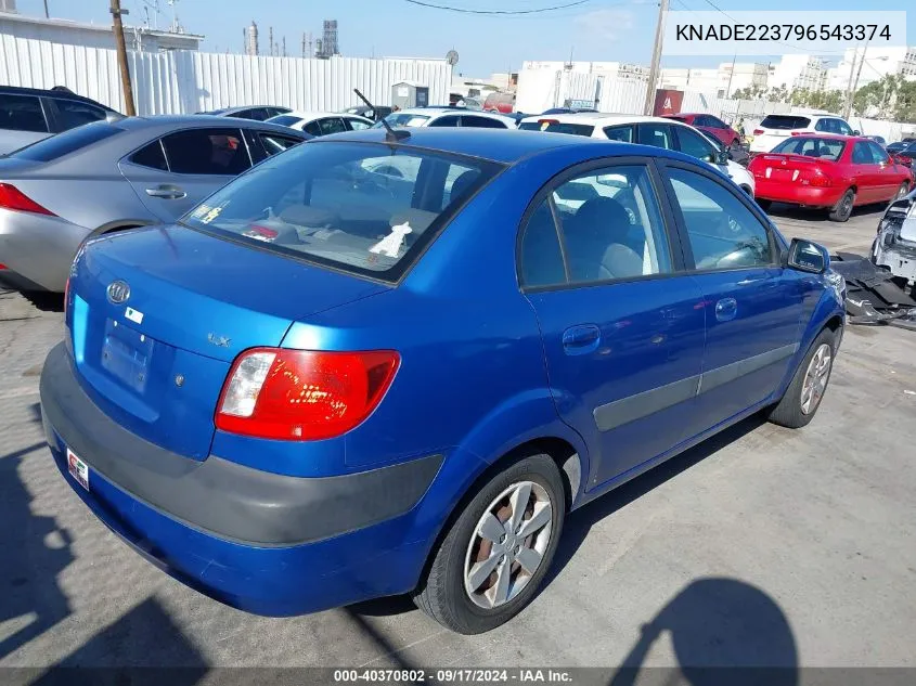 2009 Kia Rio Lx VIN: KNADE223796543374 Lot: 40370802