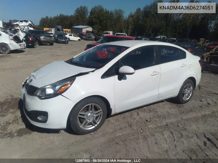 KNADM4A36D6274051 2013 Kia Rio