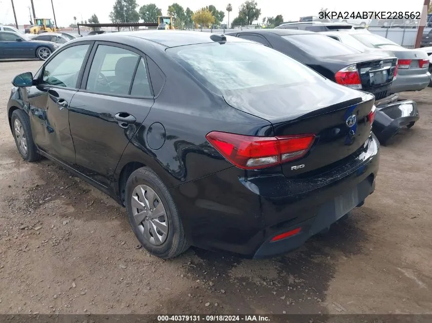 2019 Kia Rio S VIN: 3KPA24AB7KE228562 Lot: 40379131