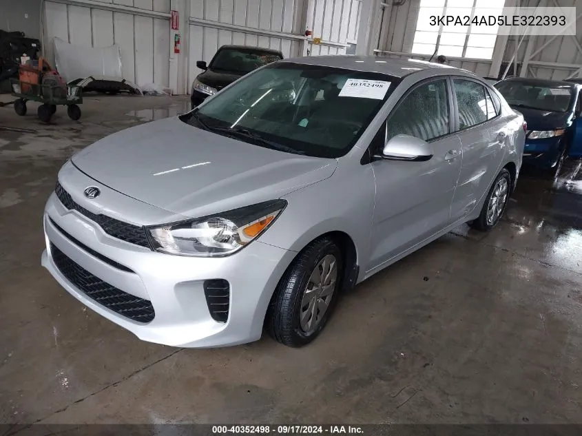 2020 Kia Rio S VIN: 3KPA24AD5LE322393 Lot: 40352498