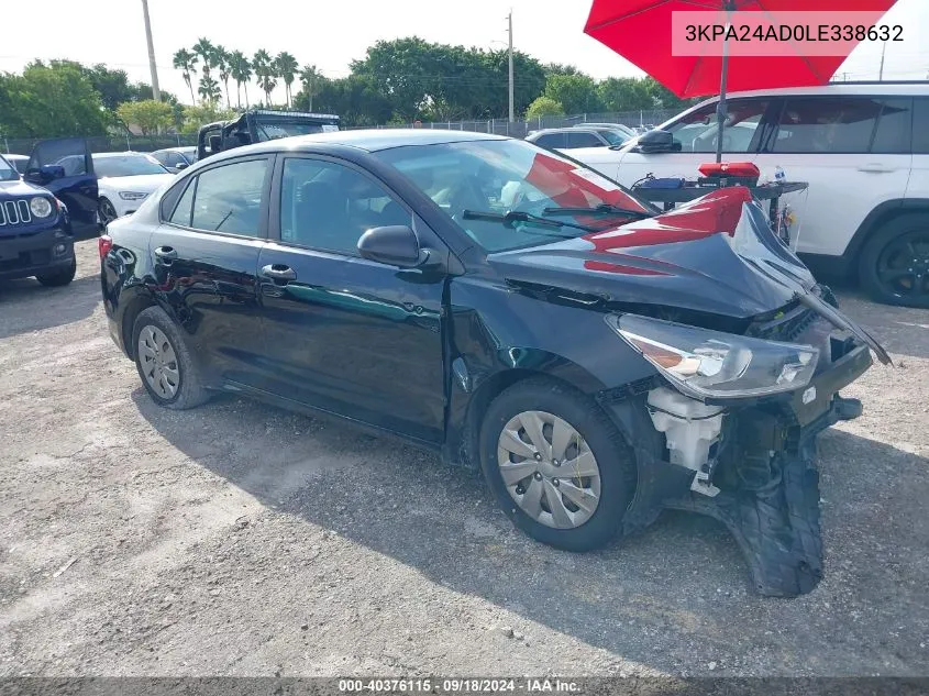 2020 Kia Rio Lx/S VIN: 3KPA24AD0LE338632 Lot: 40376115