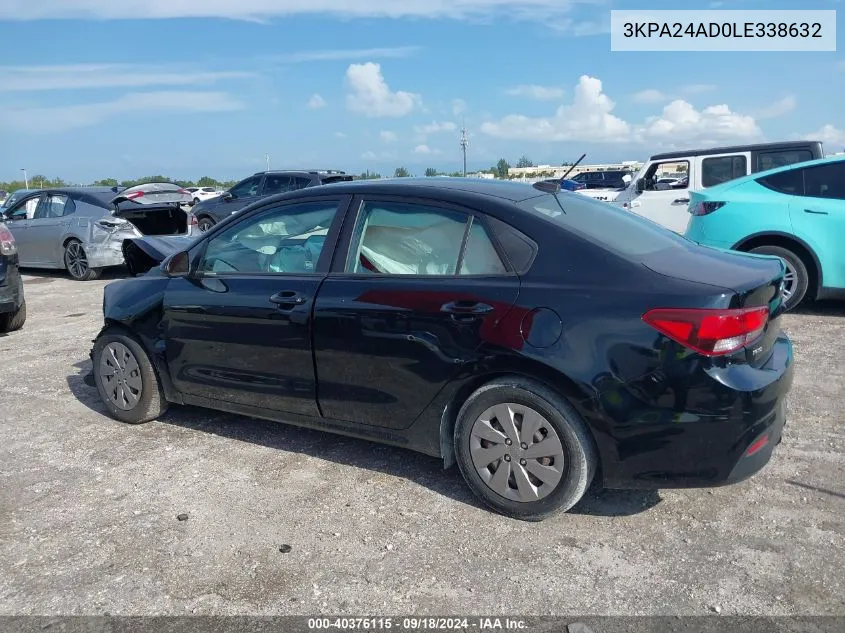 2020 Kia Rio Lx/S VIN: 3KPA24AD0LE338632 Lot: 40376115