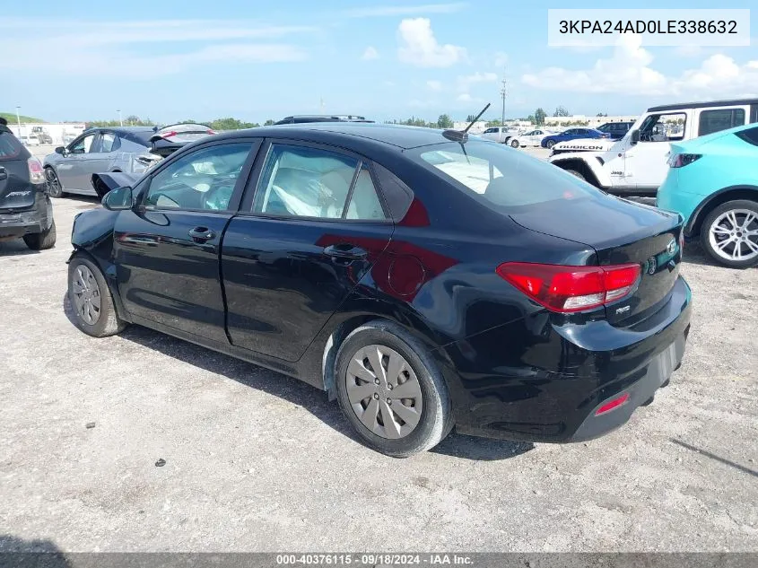 2020 Kia Rio Lx/S VIN: 3KPA24AD0LE338632 Lot: 40376115