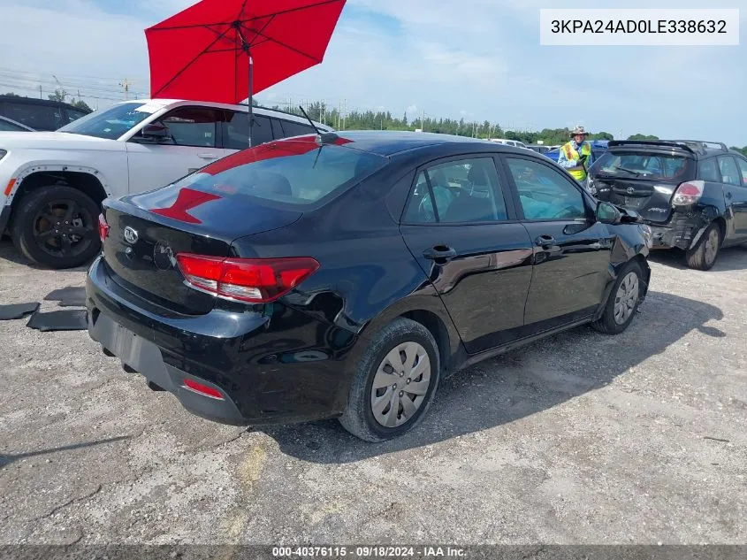 2020 Kia Rio Lx/S VIN: 3KPA24AD0LE338632 Lot: 40376115