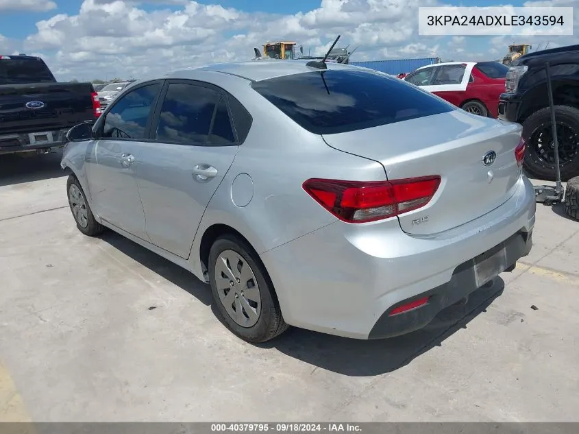 3KPA24ADXLE343594 2020 Kia Rio Lx