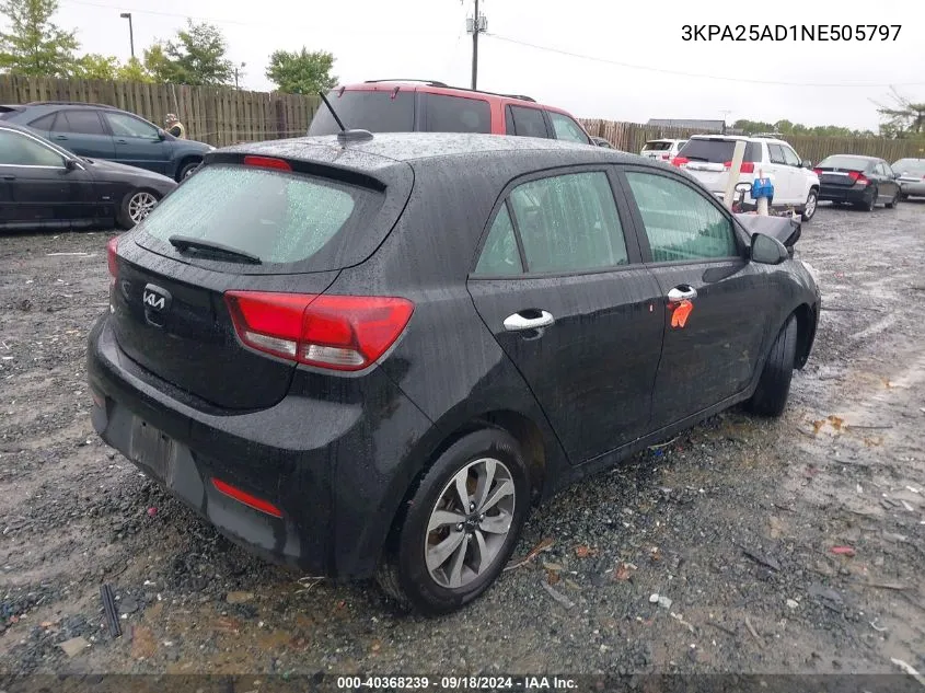 2022 Kia Rio 5-Door S VIN: 3KPA25AD1NE505797 Lot: 40368239