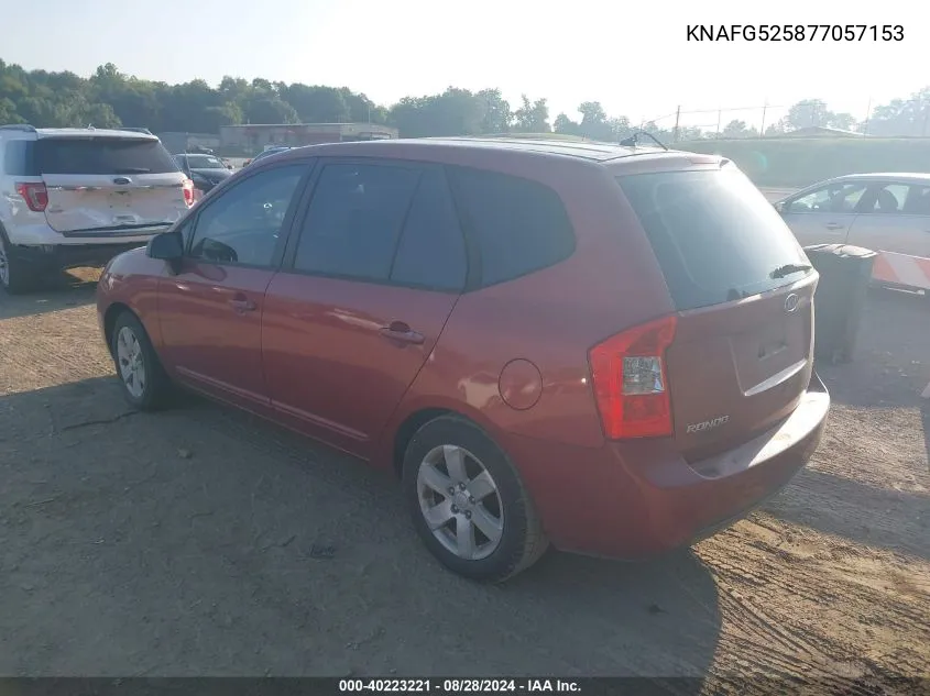 2007 Kia Rondo Lx VIN: KNAFG525877057153 Lot: 40223221