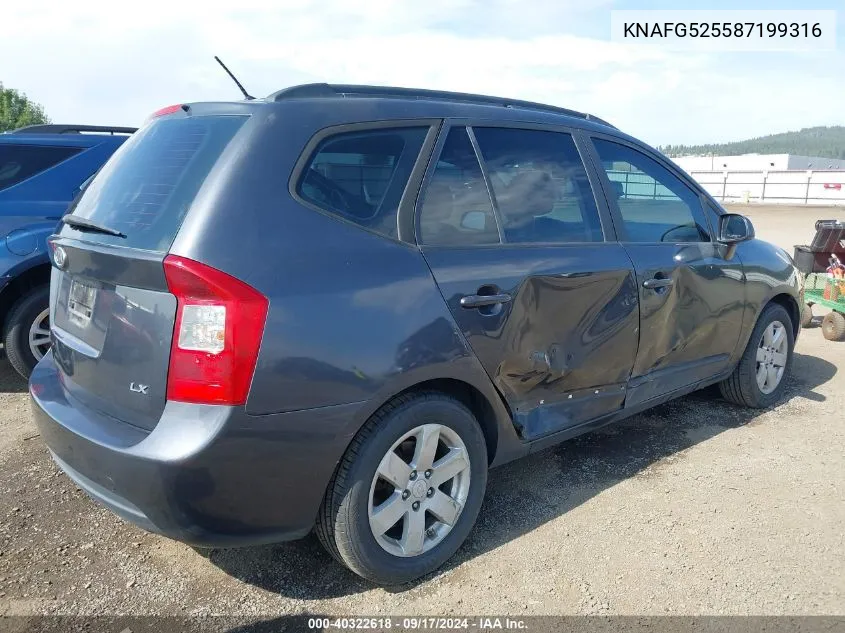 KNAFG525587199316 2008 Kia Rondo Lx