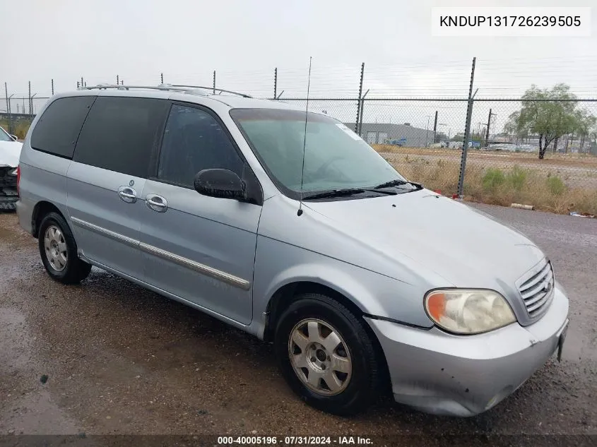 2002 Kia Sedona Ex/Lx VIN: KNDUP131726239505 Lot: 40005196