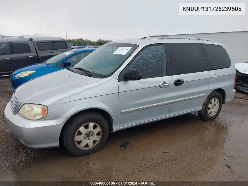 2002 Kia Sedona Ex/Lx VIN: KNDUP131726239505 Lot: 40005196