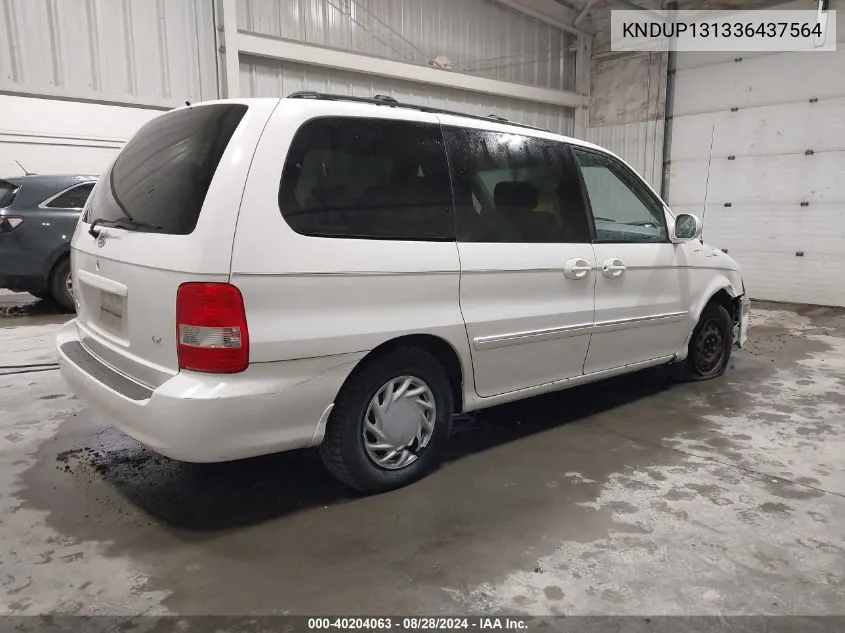 2003 Kia Sedona Ex/Lx VIN: KNDUP131336437564 Lot: 40204063