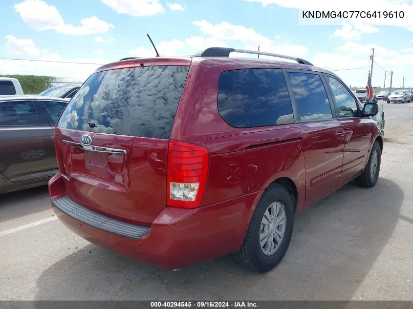 2012 Kia Sedona Lx VIN: KNDMG4C77C6419610 Lot: 40294545