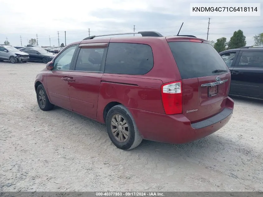 2012 Kia Sedona Lx VIN: KNDMG4C71C6418114 Lot: 40377953