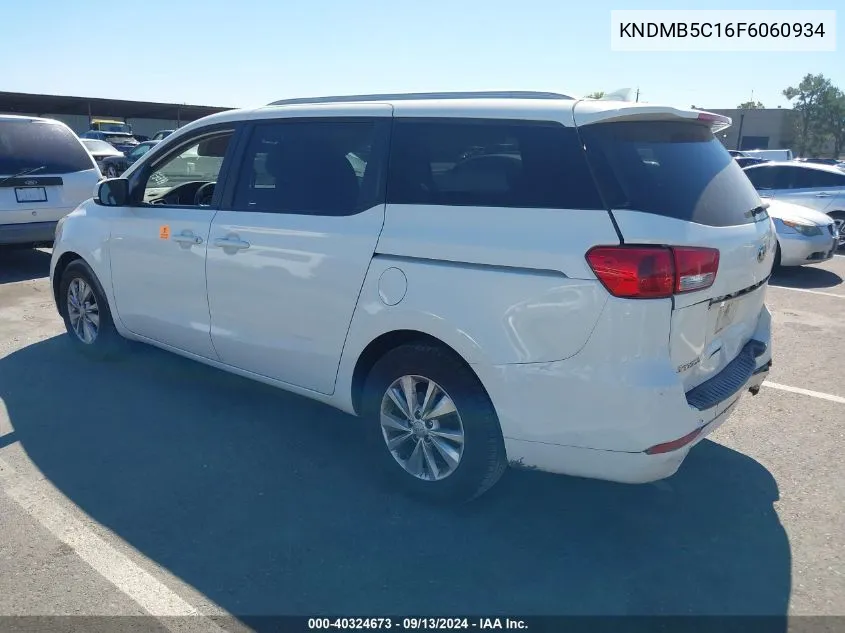 2015 Kia Sedona Lx VIN: KNDMB5C16F6060934 Lot: 40324673