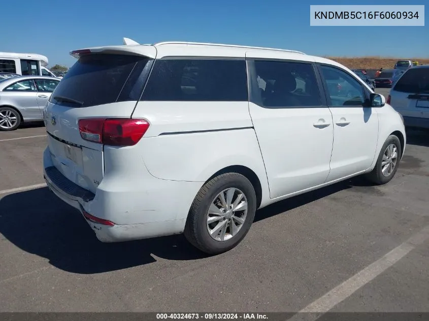 2015 Kia Sedona Lx VIN: KNDMB5C16F6060934 Lot: 40324673