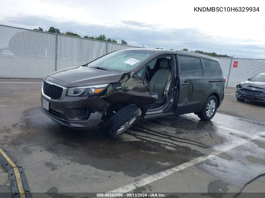 2017 Kia Sedona Lx VIN: KNDMB5C10H6329934 Lot: 40342098