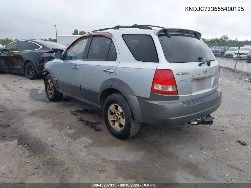 2005 Kia Sorento Ex/Lx VIN: KNDJC733655400195 Lot: 40287915