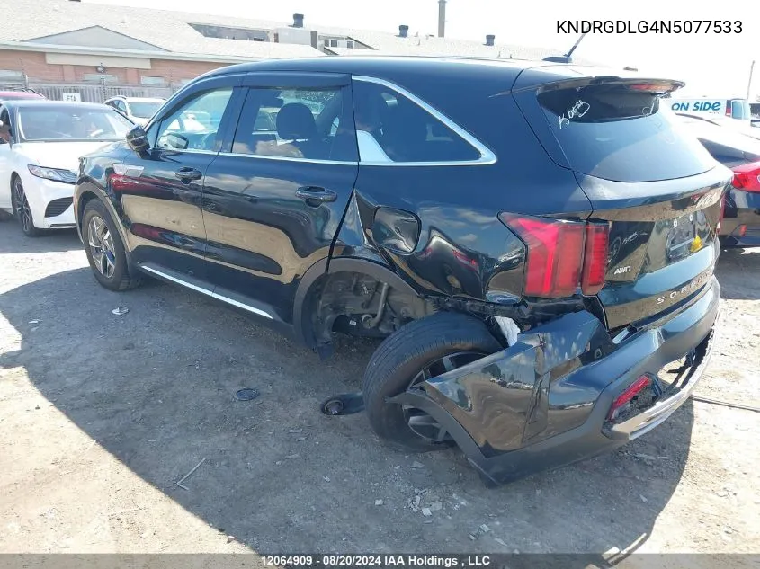 2022 Kia Sorento Hybrid VIN: KNDRGDLG4N5077533 Lot: 12064909