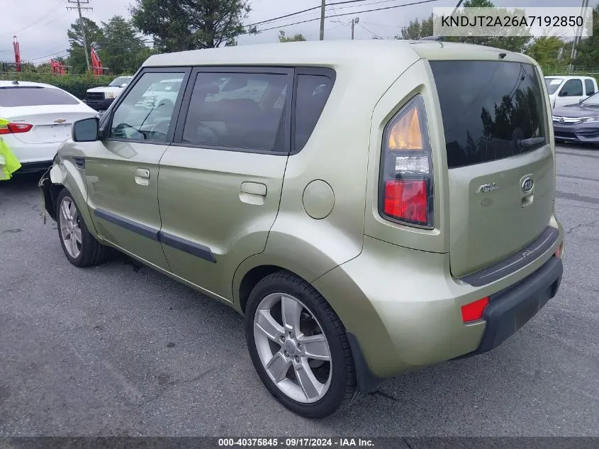 2010 Kia Soul ! VIN: KNDJT2A26A7192850 Lot: 40375845