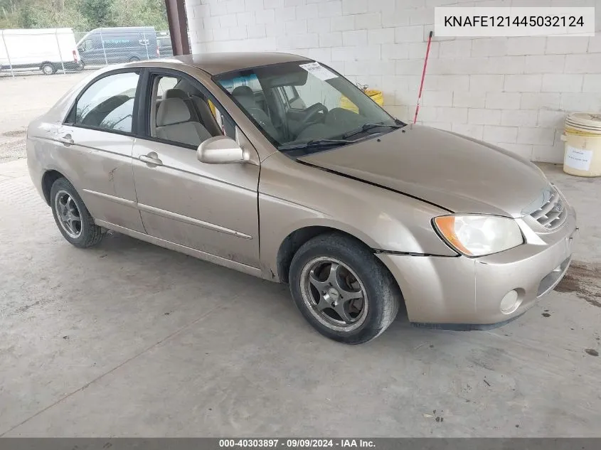 2004 Kia Spectra Ex/Lx VIN: KNAFE121445032124 Lot: 40303897