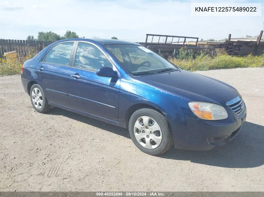 2007 Kia Spectra Ex VIN: KNAFE122575489022 Lot: 40252890