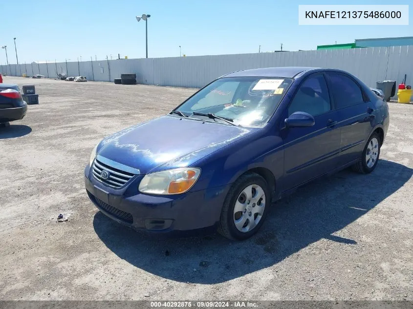 2007 Kia Spectra Ex VIN: KNAFE121375486000 Lot: 40292875