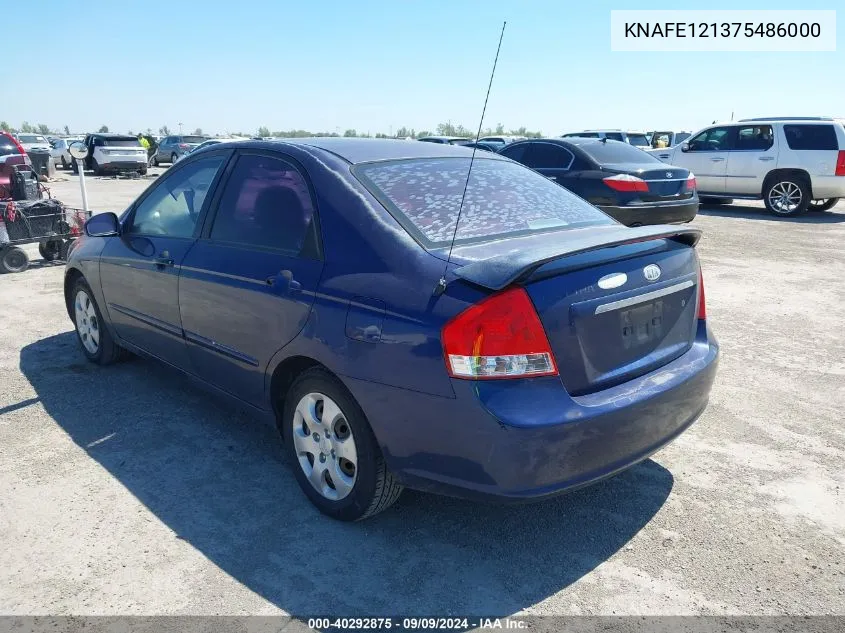 2007 Kia Spectra Ex VIN: KNAFE121375486000 Lot: 40292875