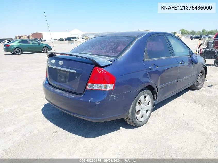 2007 Kia Spectra Ex VIN: KNAFE121375486000 Lot: 40292875