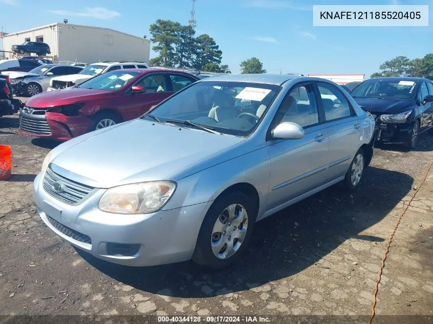 2008 Kia Spectra Ex VIN: KNAFE121185520405 Lot: 40344128