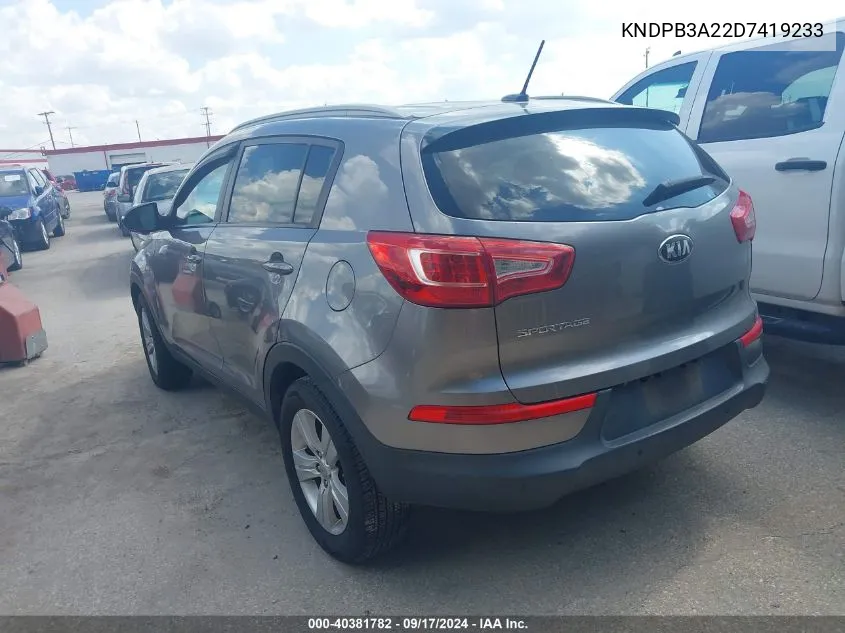 2013 Kia Sportage Lx VIN: KNDPB3A22D7419233 Lot: 40381782