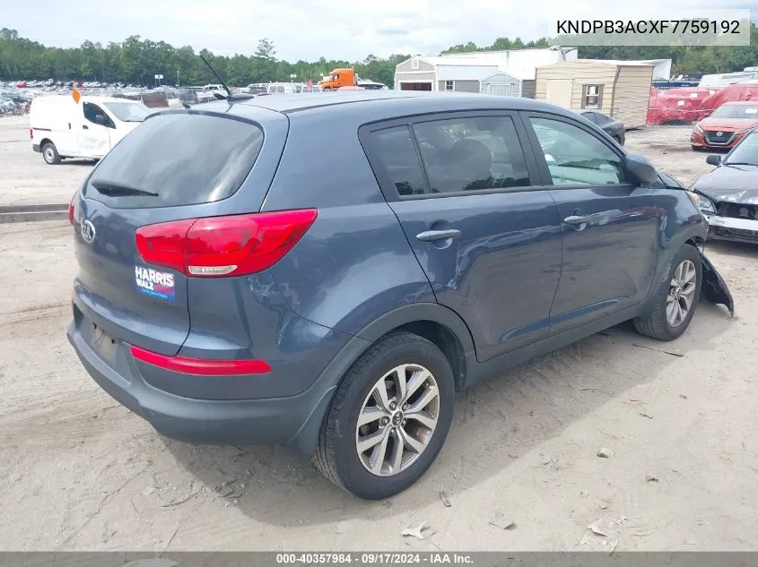 KNDPB3ACXF7759192 2015 Kia Sportage Lx