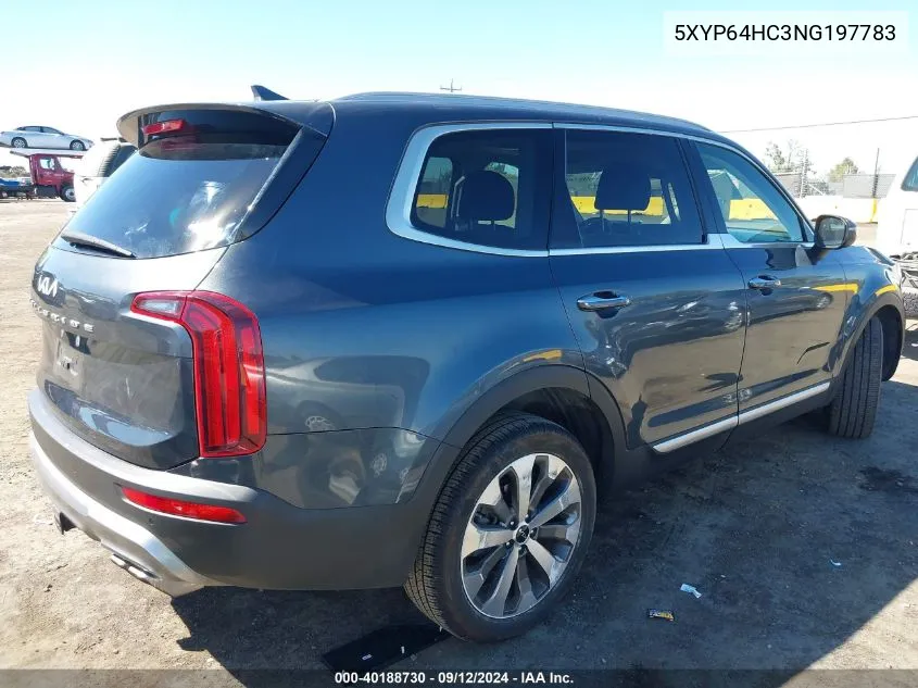 2022 Kia Telluride S VIN: 5XYP64HC3NG197783 Lot: 40188730