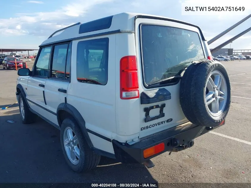 SALTW15402A751649 2002 Land Rover Discovery Series Ii Se