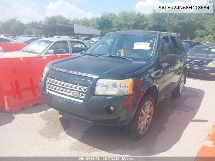 2008 Land Rover Lr2 Hse VIN: SALFR24N68H113684 Lot: 40358178