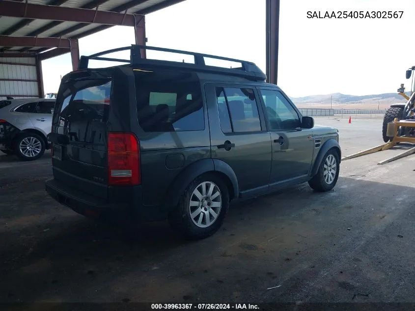 2005 Land Rover Lr3 Se VIN: SALAA25405A302567 Lot: 39963367