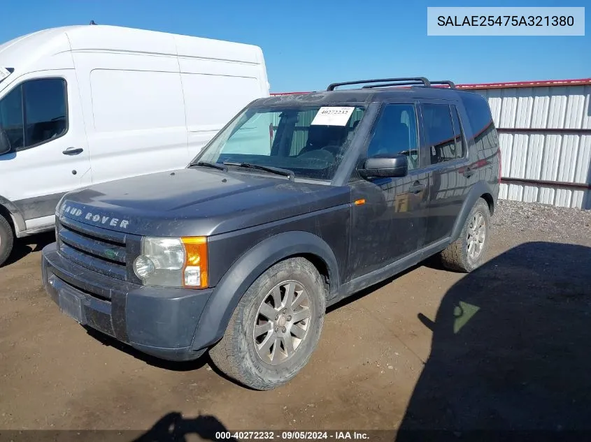 SALAE25475A321380 2005 Land Rover Lr3 Se