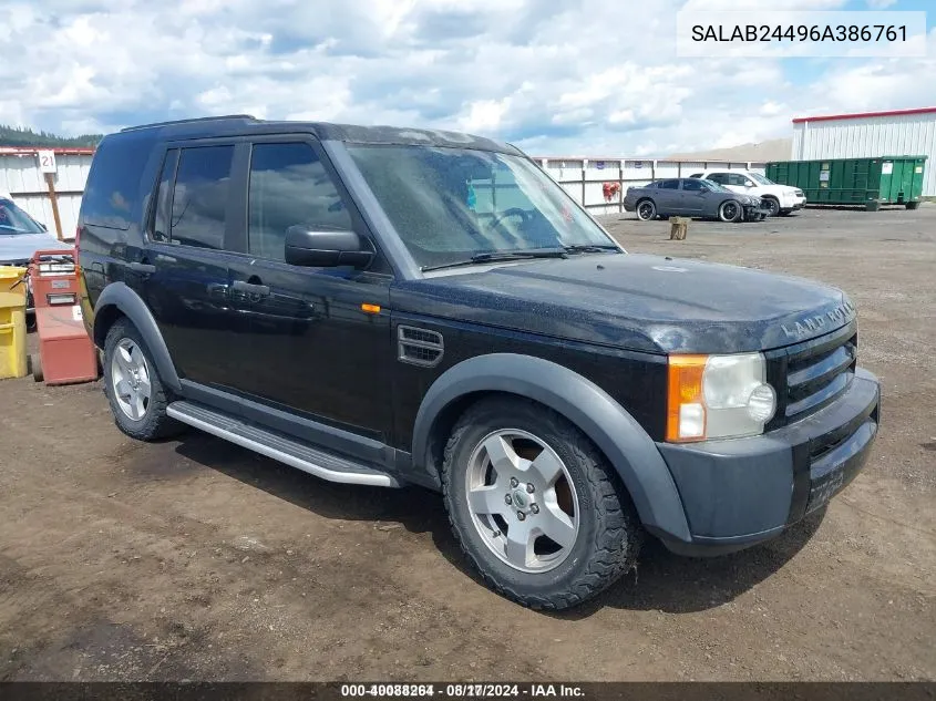 2006 Land Rover Lr3 V6 VIN: SALAB24496A386761 Lot: 40088264