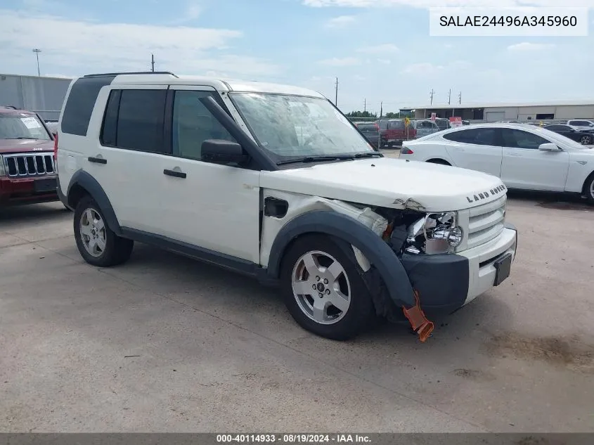 SALAE24496A345960 2006 Land Rover Lr3 V6