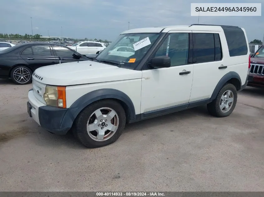 SALAE24496A345960 2006 Land Rover Lr3 V6