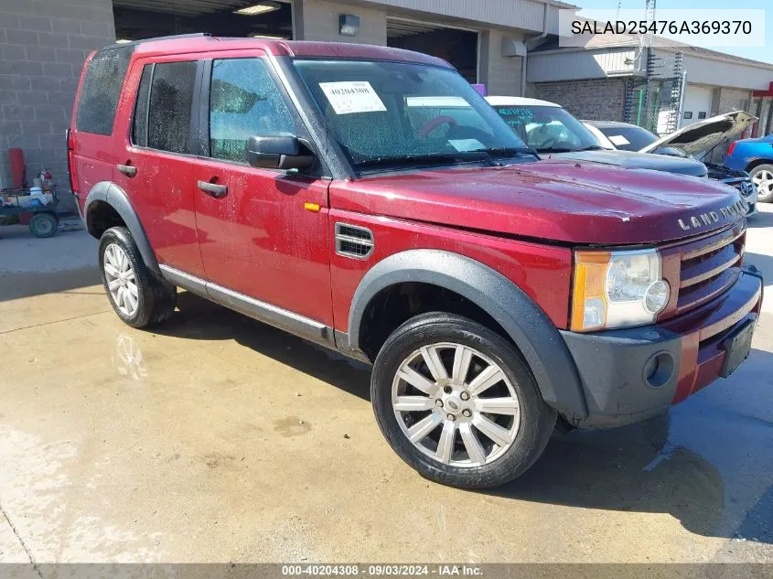 2006 Land Rover Lr3 V8 Se VIN: SALAD25476A369370 Lot: 40204308